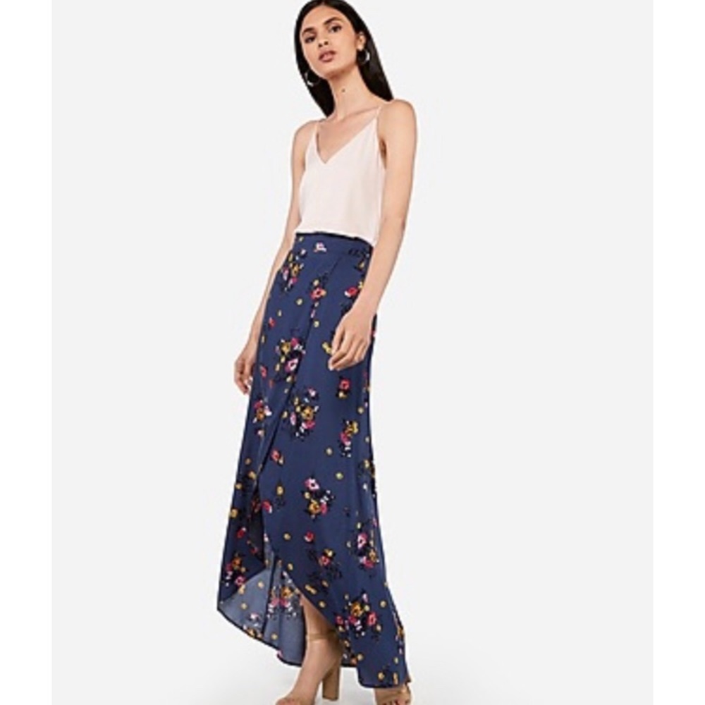 EXPRESS Floral Wrap Front Maxi Skirt Sz XL - Picture 2 of 11